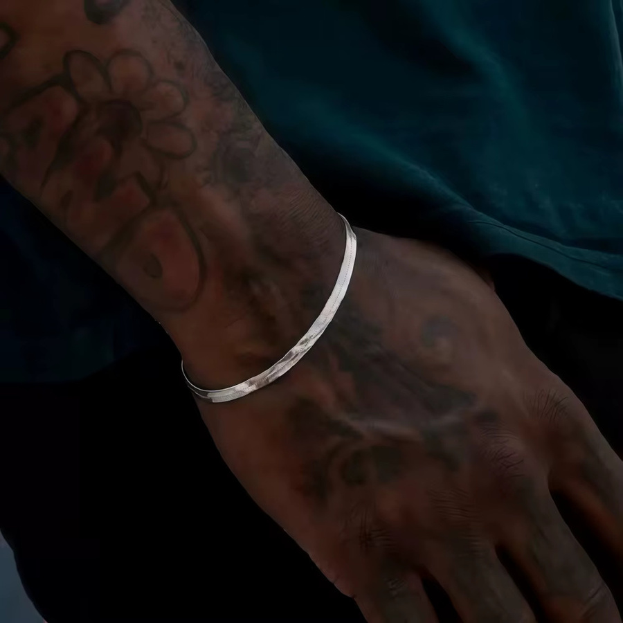 Armband Edelstahl, Silber, 3mm, Unisex, Vintage - Bild 2
