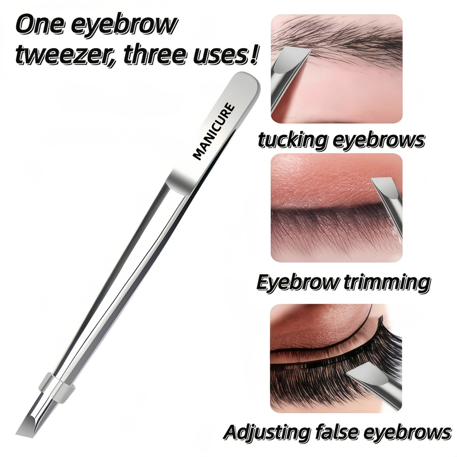 Ouriner Augenbrauen- und Wimpernpinzette aus Edelstahl, 2 Stück, Unisex - Bild 2