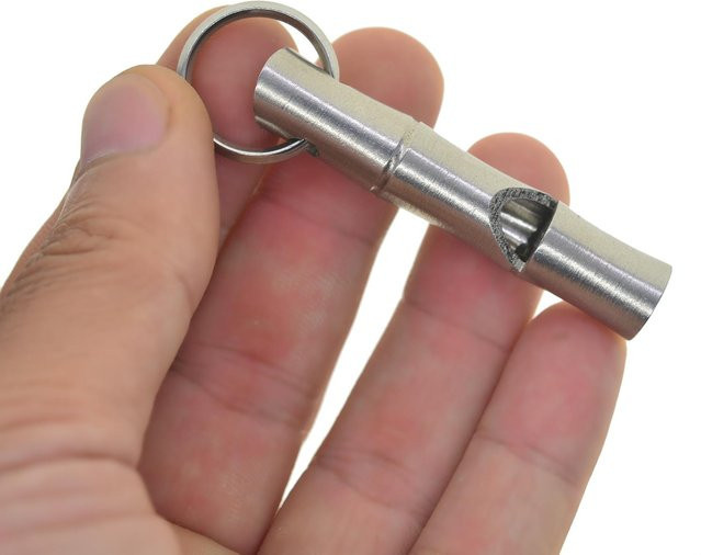 Schlüsselanhänger Bambus Rettungsring Pfeife, Massivmessing und 304 Edelstahl, Unisex - Bild 1