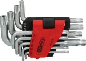 KS Tools TX-Winkelstiftschlüssel-Satz mit Bohrung, Torx, 9-teilig, Silber - Bild 1