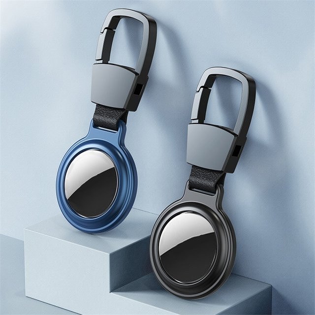 Magnetische Schutzhülle für Apple AirTag in Silber mit Schlüsselbundhalter zur vollständigen Abdeckung - Bild 1
