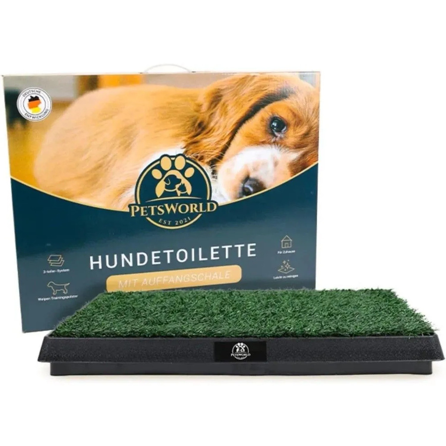 Petsworld Welpentoilette mit Kunstrasen für Indoor und Outdoor, Farbe: Schwarz-grün, Breite: 50 cm, Tiefe: 50 cm - Bild 2