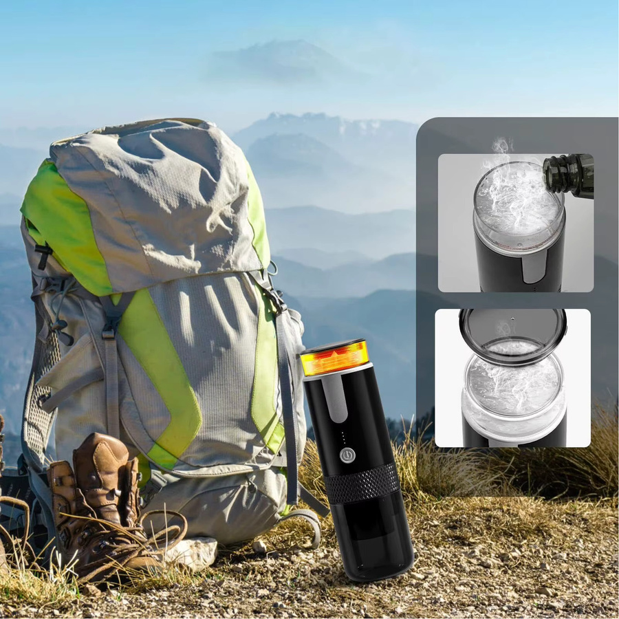 Qiilu Tragbare Kaffeemaschine in Schwarz, kompatibel mit K-Cup-Kapseln und gemahlenem Kaffee, manuelle Handkaffeemaschine für Camping und Wandern - Bild 4