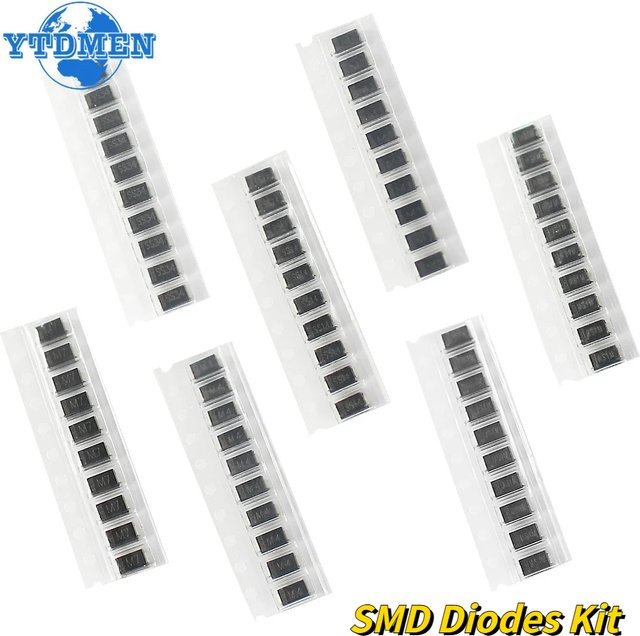 YTDMEN Elektronisches Dioden-Set mit SMD-Dioden 1N4007 M7 1N4001 M1 1N4004 M4 SS14 US1M RS1M SS34 SS16 SS26 SS36 in Schwarz - Bild 1