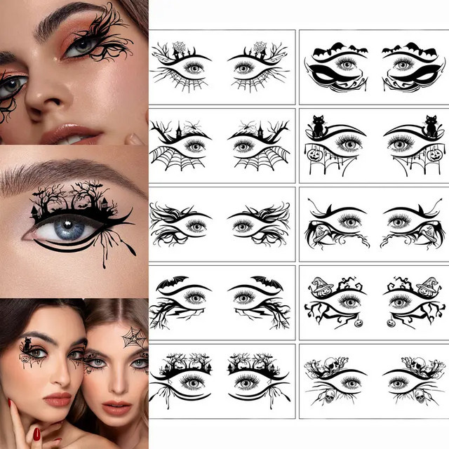 VERONNI Temporäre Augen-Tattoo-Aufkleber, 10 Stück, Unisex - Bild 1