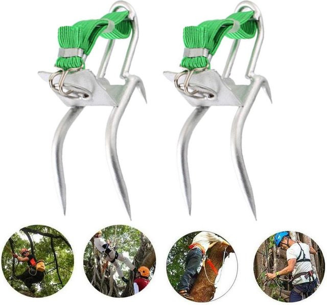 Baumkletterschuhe aus Stahl in Silber für Jagdbeobachtung, Gartenarbeit und Obsternte - Bild 1