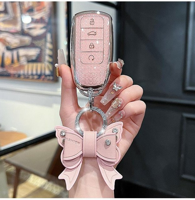 Schlüsseletui in Pink für Chery Omoda 5, Tiggo 7, Tiggo 8 Pro Max und Arrizo 5 Plus mit Schlüsselanhänger - Bild 1