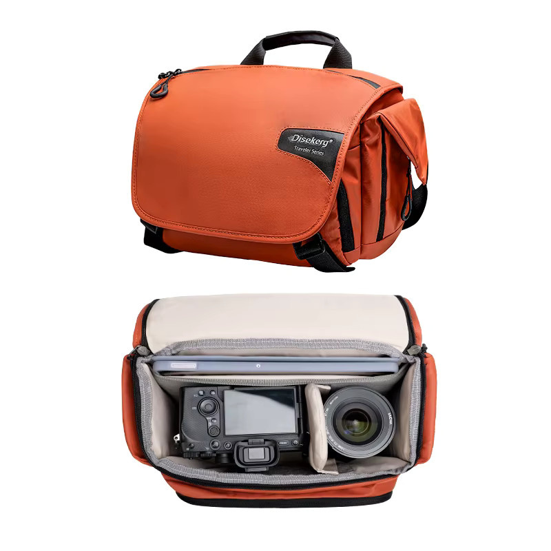 Meco Disekerg DSLR-Kameratasche für Damen in Orange, wasserdichte Schultertasche für spiegellose Kameras wie Sony ZVE10, A7C2, A7M4 und R5 - Bild 6