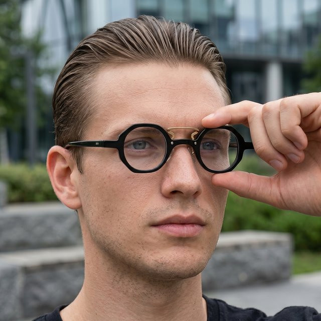 TWOOO Korrektionsbrille, Unisex, Vollrand, Hexagonal, Metall, Schwarz - Bild 1