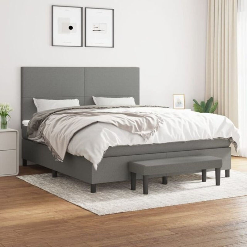Vidaxl Boxspringbett mit Matratze in Anthrazit und Grau aus Stoff, B/T/H: 160 x 200 x 118 cm - Bild 1