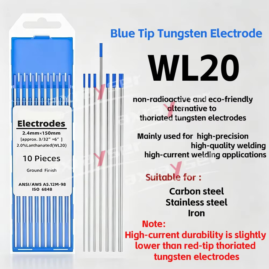 10 Stück Axrayser TIG-Elektrodenköpfe Nadel-Elektroden WL20 WL15 WT20 WC20 für TIG-Schweißbrenner, Farbe: Silber, Länge: 150 mm und 175 mm - Bild 1