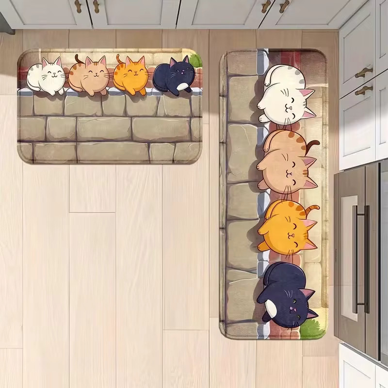 VIKAMA Teppich mit Cartoon-Katzen Motiv in Multicolour für Wohnzimmer, Küche oder Eingangsbereich - Bild 4