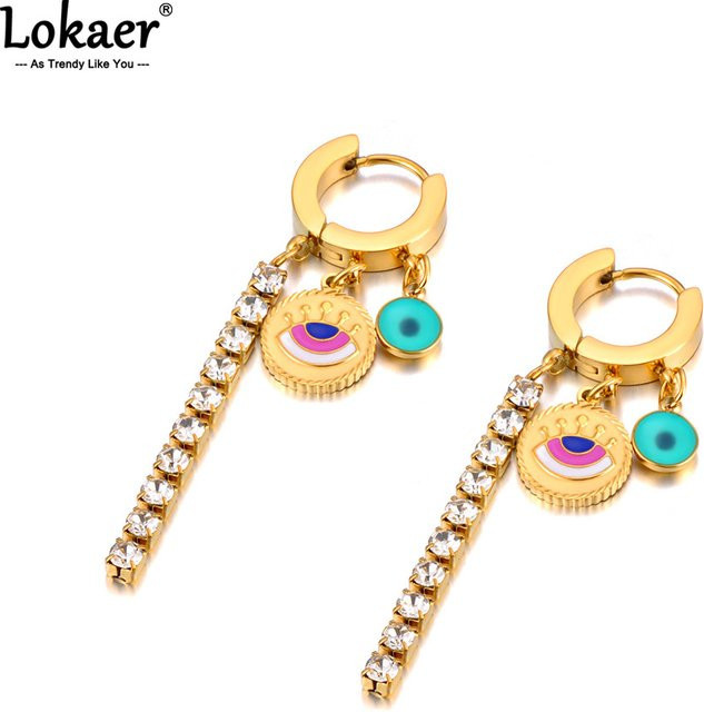 Lokaer Creolen Edelstahl, Zirkonia, Kristall, Gold, Damen - Bild 1