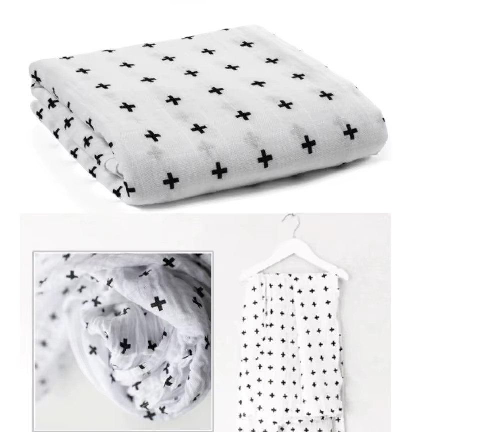 Doppelschichtiges Baby Handtuch aus Baumwolle mit Cartoon-Motiv in Grau und Weiß für Neugeborene - Bild 2
