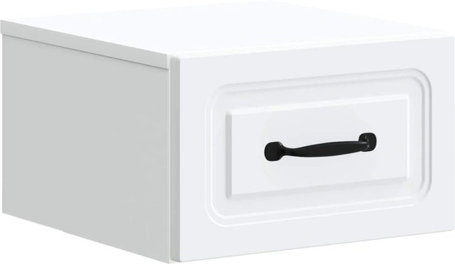 vidaXL Wandmontierter Nachttisch in Weiß mit integrierter Beleuchtung aus Holzwerkstoff, B/H/T: 33,0 x 34,5 x 20,0 cm - Bild 1