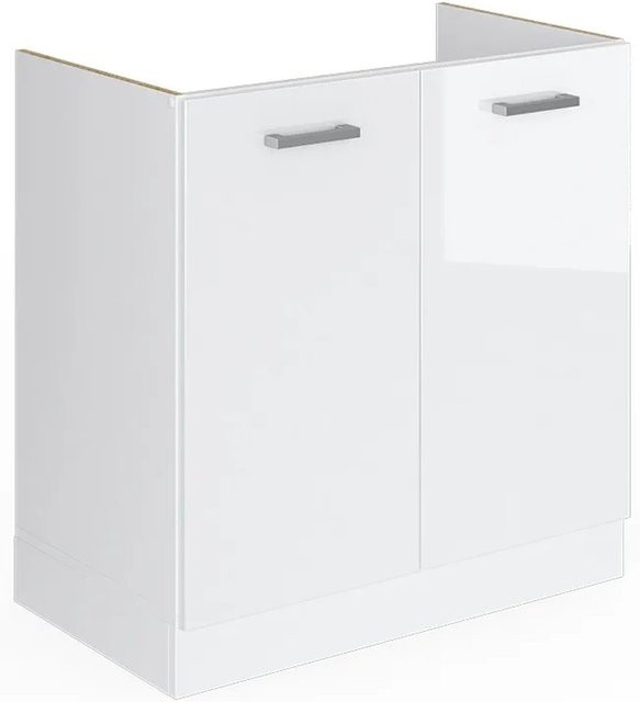 Vicco Spülenunterschrank R-Line Weiß Hochglanz ohne Arbeitsplatte B: 80 cm, T: 46 cm, H: 81,6 cm - Bild 1