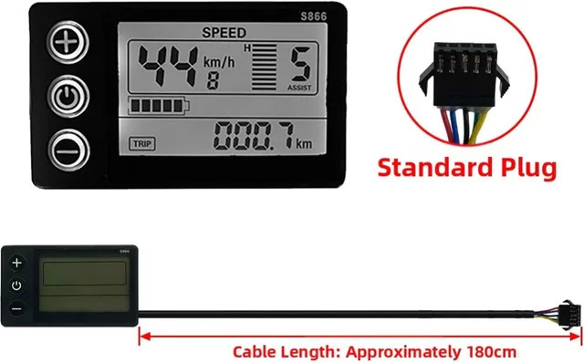 TOOPRE S866 Controller-Kit für Elektrofahrräder mit LCD-Instrumententafel in Schwarz, kompatibel mit verschiedenen Motorleistungen und Größen - Bild 1
