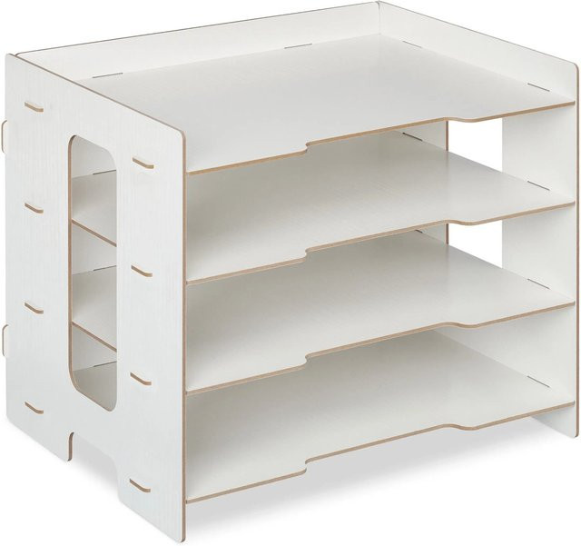 Briefablage Relaxdays aus MDF mit 3 Fächern in Weiß, B: 27 cm, T: 32,5 cm, H: 25 cm - Bild 1