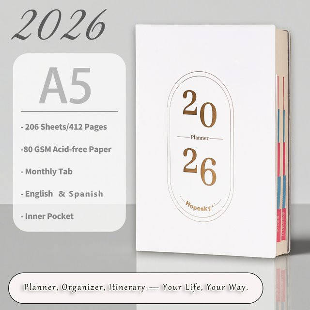 Dot Ding 2026 Planer A5 in Pink mit Wochen-, Monats- und Tagesansicht, Hardcover Agenda-Tagebuch für Büro und Studium - Bild 1