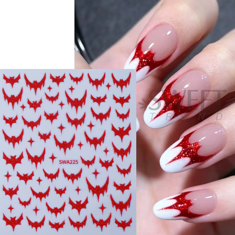 SWEET TREND Nagelaufkleber Fledermaus-Design, Rot-Schwarz, Glänzend - Bild 2