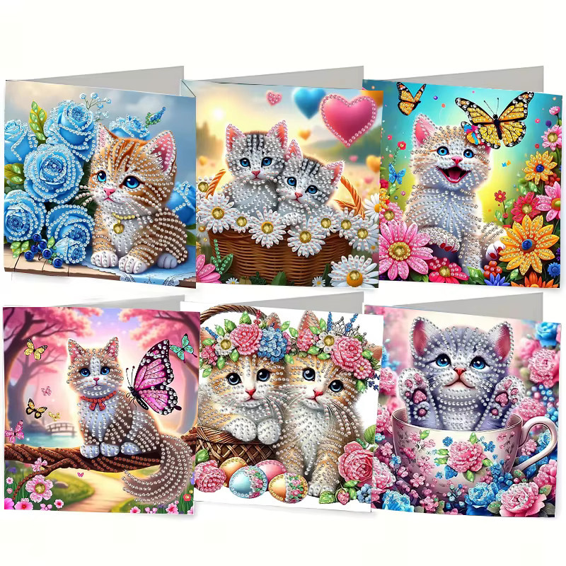 DIY Diamant-Malerei-Set, Tier- und Katzenmuster-Design, 6-teiliges Set - Bild 4