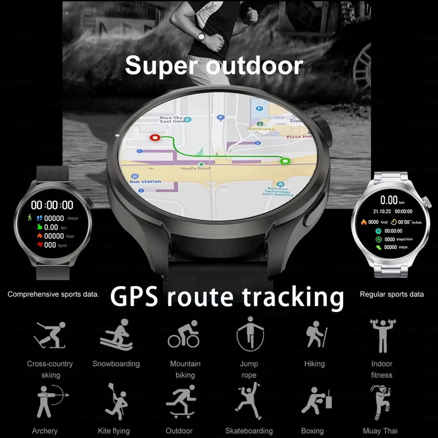 KAVSUMI Smartwatch, Schwarz, GPS, NFC, Bluetooth, Herren - Bild 5