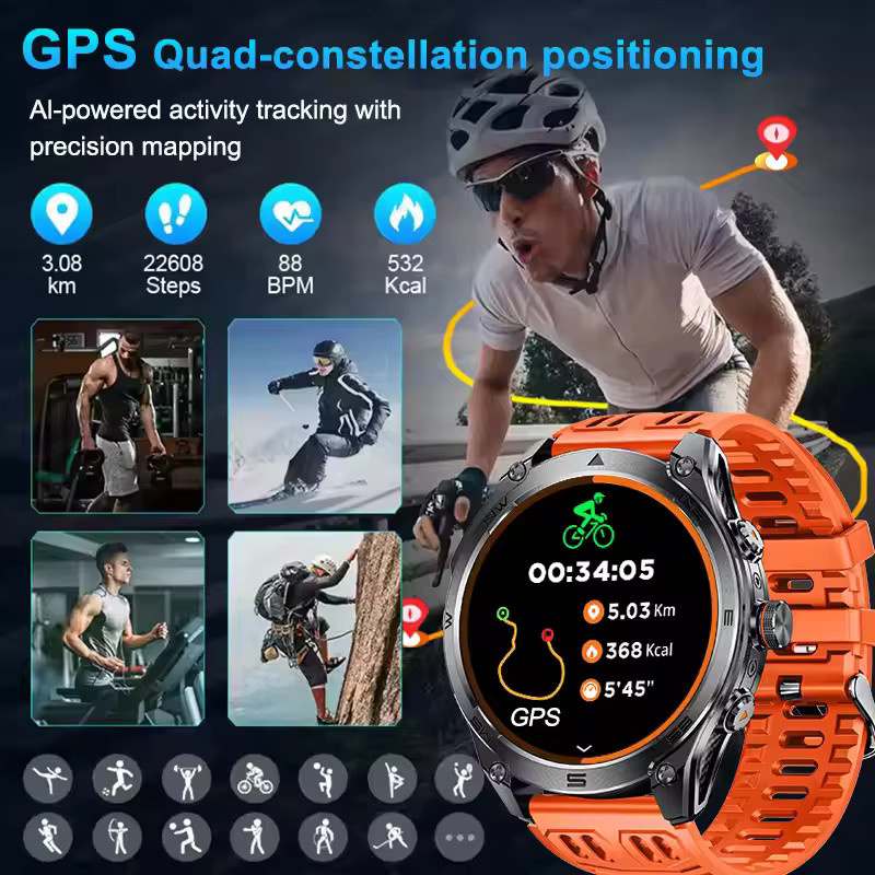 GUHUAVMI Smartwatch, GPS, Schwarz, 10 ATM, Herren - Bild 2