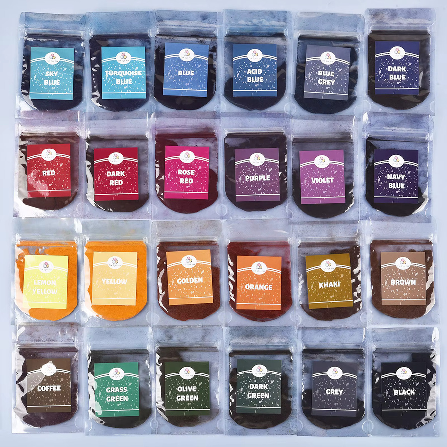 24 Farben Textilfarben Set für Batikfärbung und Stofffärbung von Baumwolle, Leinen und Jeans, 24 x 15 g, Mehrfarbig - Bild 3