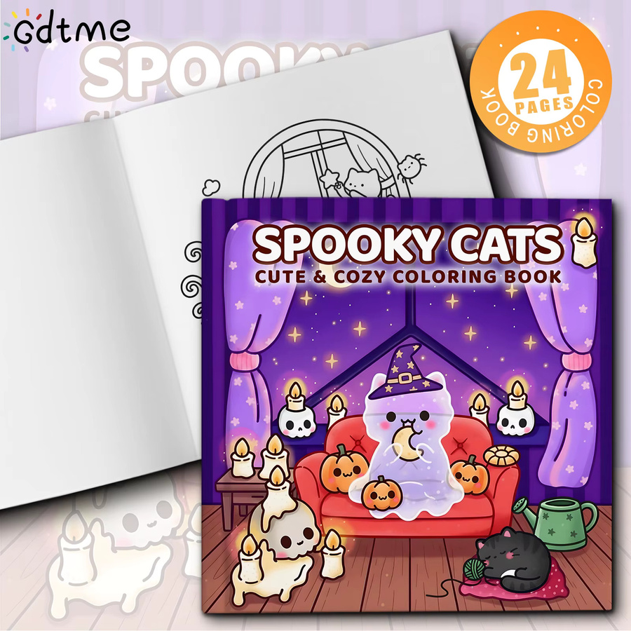 SPOOKSY CATS Malbuch für Erwachsene mit bunten Cartoon-Mustern und einfachen Linien zur Entspannung und zum Stressabbau - Bild 2