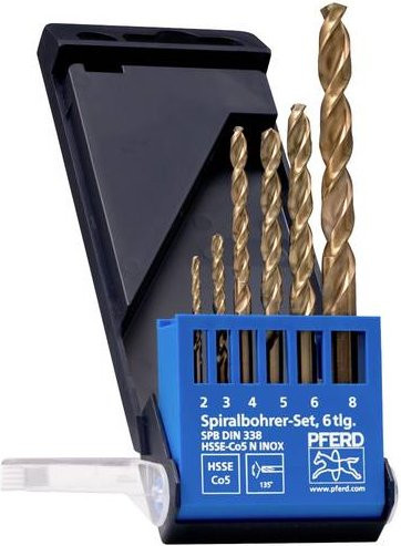 PFERD Spiralbohrer-Set INOX HSSE N DIN 338, 6-teilig, Silber - Bild 1