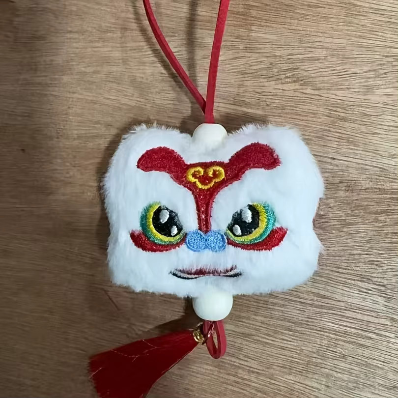 2er-Set chinesische Löwentanz-Anhänger mit Quaste aus Plüsch als dekorative Schlüsselanhänger und Taschenanhänger - Bild 4