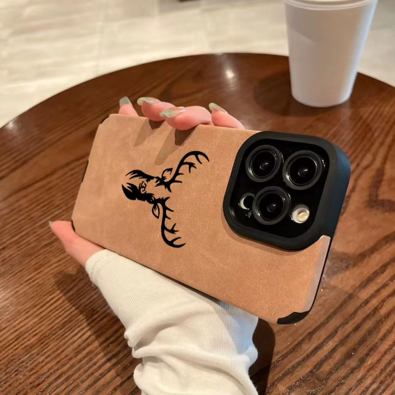 Handyhülle aus Kunstleder mit Geweihmuster für iPhone Modelle, Anti-Drop Schutzhülle - Bild 2