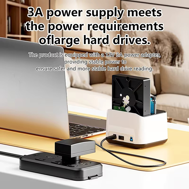 Lenovo 2-Bay HDD-Dockingstation mit Offline-Klonfunktion, USB 3.0 Adapter für 2,5 und 3,5 Zoll SATA SSD und HDD, Weiß - Bild 4