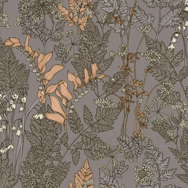 Profhome Blumen Tapete Floral Art Nouveau Matt in Grau und Beige, Breite: 0,53 m, Länge: 10,05 m - Bild 1