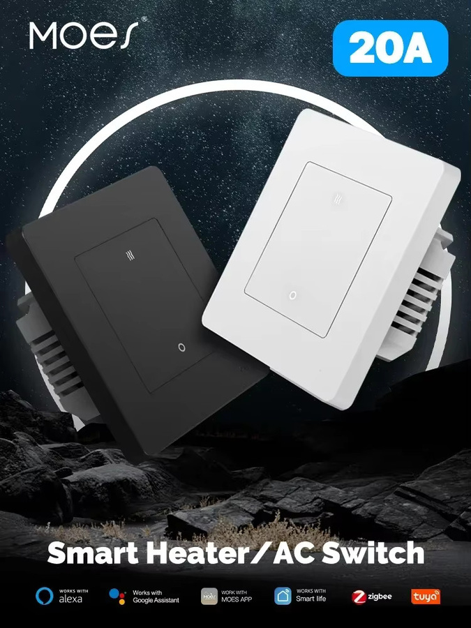 MOES ZigBee Heizung AC Schalter Tuya 20A mit Strommonitor und Doppelpol-Fernsteuerung für Alexa und Google Home in Grau oder Weiß - Bild 4