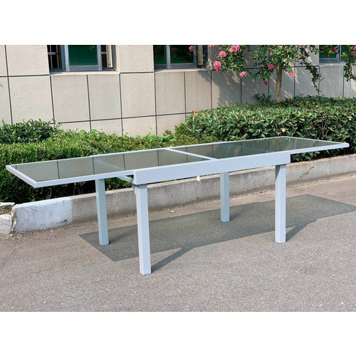 Garden Pleasure Ausziehtisch Lola rechteckig aus Grau mit Wellenglas und Aluminiumgestell B/T/H: 270 x 90 x 75 cm - Bild 3
