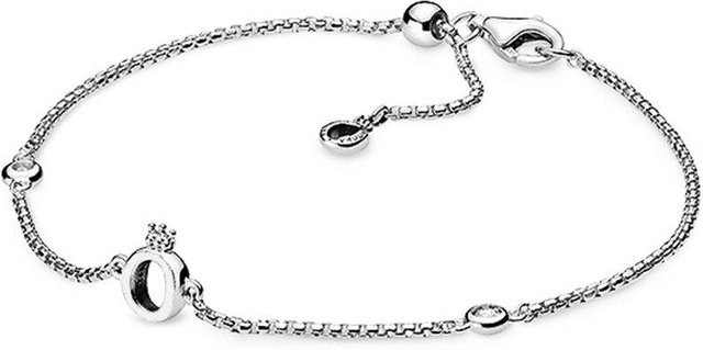 Kettenarmband 925 Silber, Krone, Zirkonia, Weiß, Damen - Bild 1