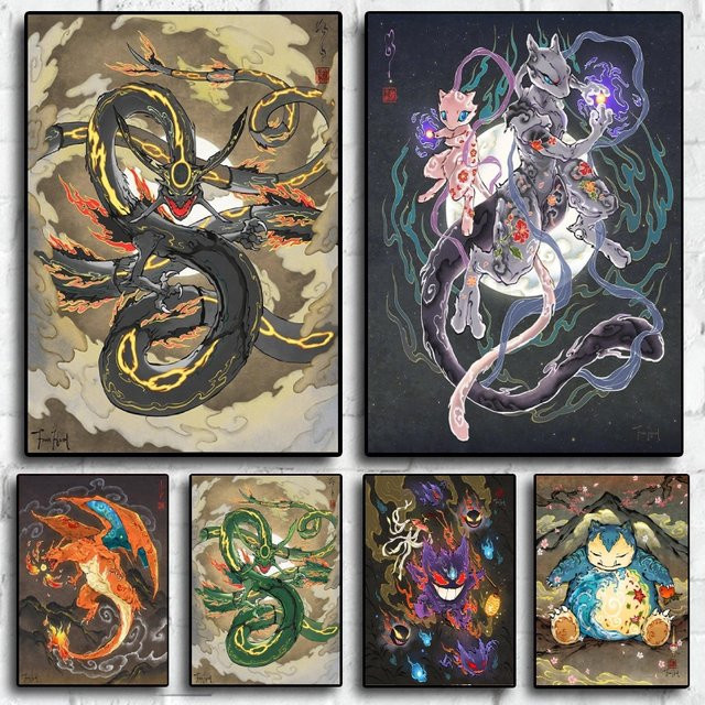 Pokemon Mewtwo Leinwanddruck von TAKARA TOMY als Wandbild in Mehrfarbig für Kinder und Actionfiguren-Fans - Bild 1