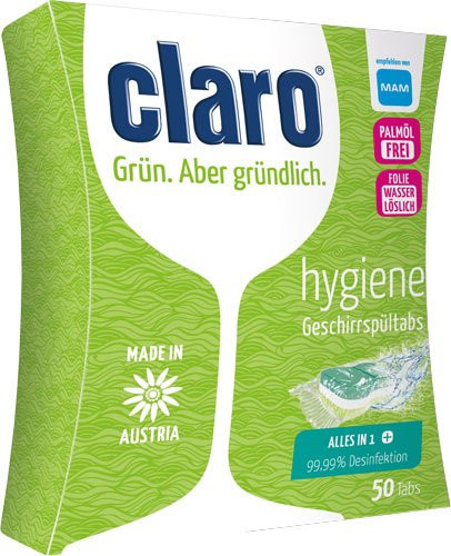 Claro ÖKO Hygiene Tabs Alles in 1, phosphatfrei, in wasserlöslicher Folie, 50 Stück, Green - Bild 1