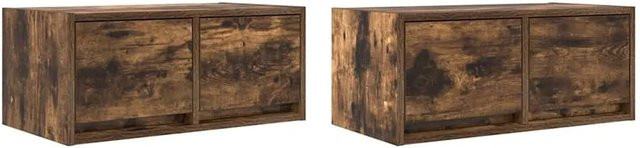 vidaXL TV-Schränke 2er-Set aus Holzwerkstoff in Räuchereiche, Wandmontage, B: 60 cm, T: 31 cm, H: 25,5 cm - Bild 1