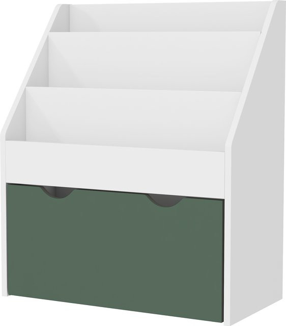 AIYAPLAY Kinderbuchregal in Grün mit 3 Regalebenen und Schublade, Aufbewahrung für Bücher und Spielzeug, B: 30 cm, T: 30 cm, H: 70 cm - Bild 1