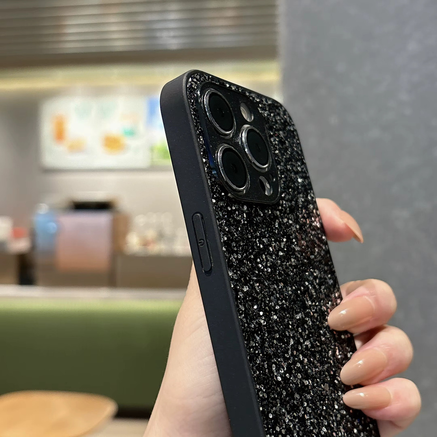 Luxuriöse Glitzer-Handyhülle mit vollständiger Abdeckung für Apple iPhone 11 bis 17 Pro Max in Schwarz - Bild 2