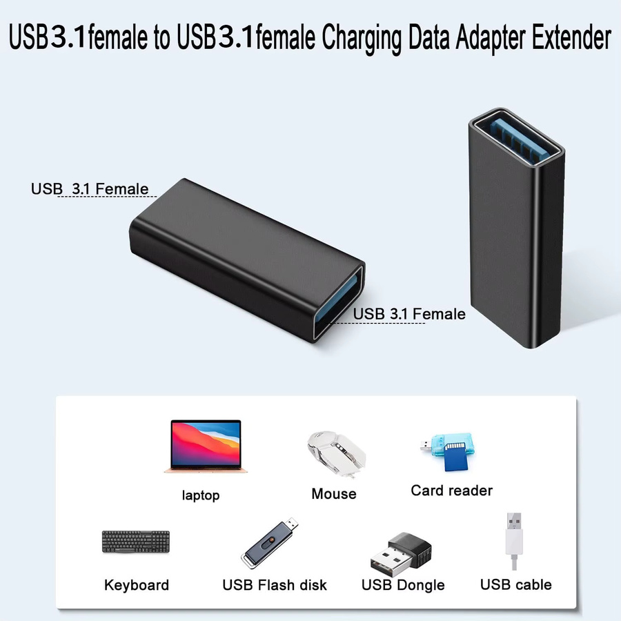 Multifunktionaler USB-A-zu-USB-A-Konverter 3.1 Kabeladapter in Schwarz für Laptops - Bild 3