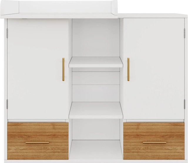 Merax Wickelkommode Baby Wickeltisch modern Weiß B/T/H: 114 x 53 x 92 cm - Bild 1
