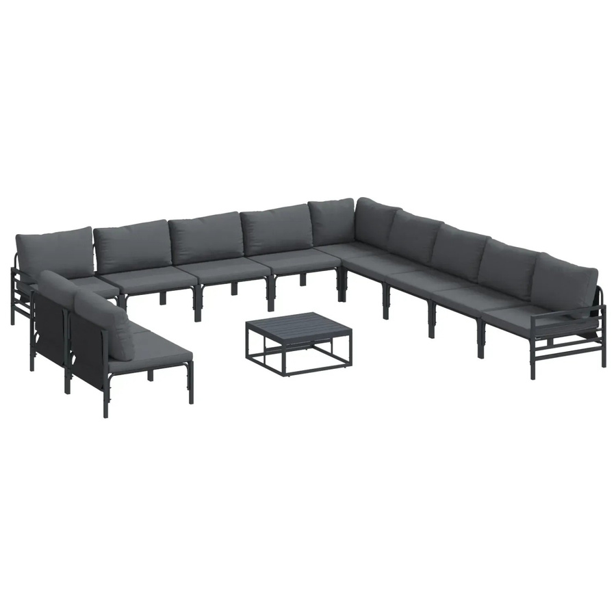 vidaXL Garten-Sofa-Set 12-teilig aus Stahl in Anthrazit mit Polstern - Bild 2