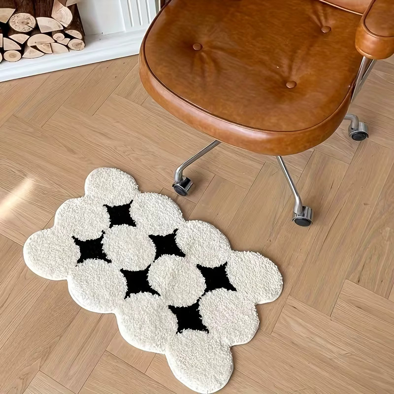 VIKAMA Badezimmermatte mit Stern-Design in Schwarz-Weiß, weiche und saugfähige Teppichmatte für Badezimmer, Wohnzimmer oder Schlafzimmer, Breite: 60 cm, Tiefe: 40 cm - Bild 4