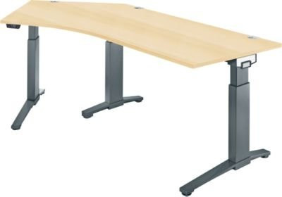 Schäfer Shop Genius ERGOSTYLE S Schreibtisch elektrisch höhenverstellbar, C-Fuß, Ahorn/anthrazit, B: 216,5 cm, T: 80 cm, H: 71,5-118,2 cm - Bild 1