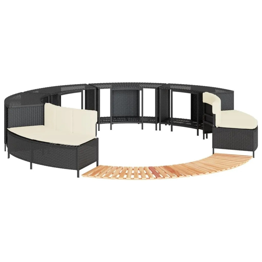 vidaXL Whirlpool-Umrandung aus Poly-Rattan und geöltem Akazienholz in Schwarz - Bild 1
