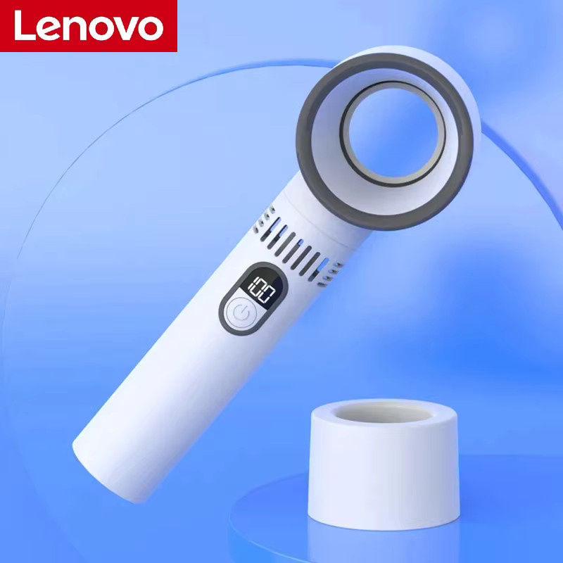 Lenovo Mini Handventilator mit 100 Geschwindigkeiten, USB wiederaufladbares tragbares Outdoor-Kühlgerät in Weiß - Bild 2