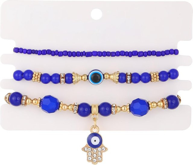 3er Set Knöchelarmband, Perlen, Mehrfarbig, Damen - Bild 1